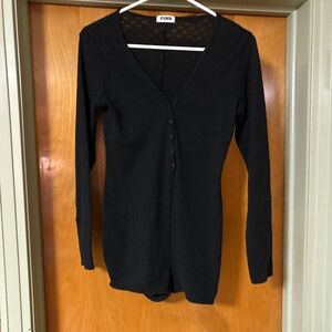 Victoria's Secret Pink Long Sleeve Onesie Bodysuit with Thong Size Small